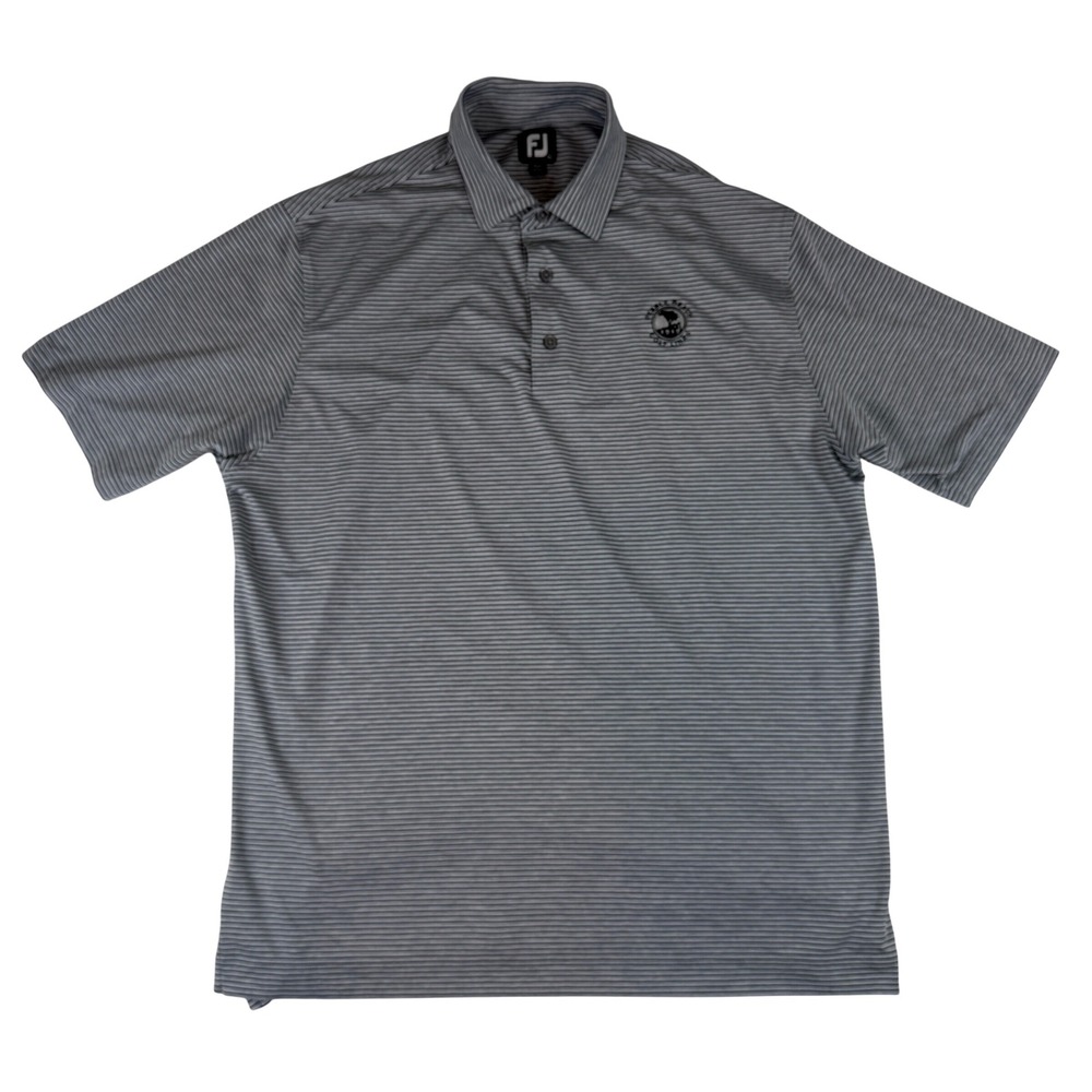 FootJoy Golf Polo Mens XL Grey Pebble Beach Stripe Performance Shirt